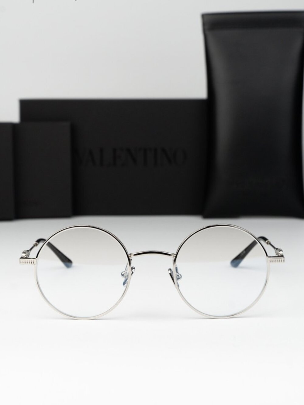 Valentino Men Eyeglasses Silver Transparent Round VLX-173 E NEW AUTHENTIC